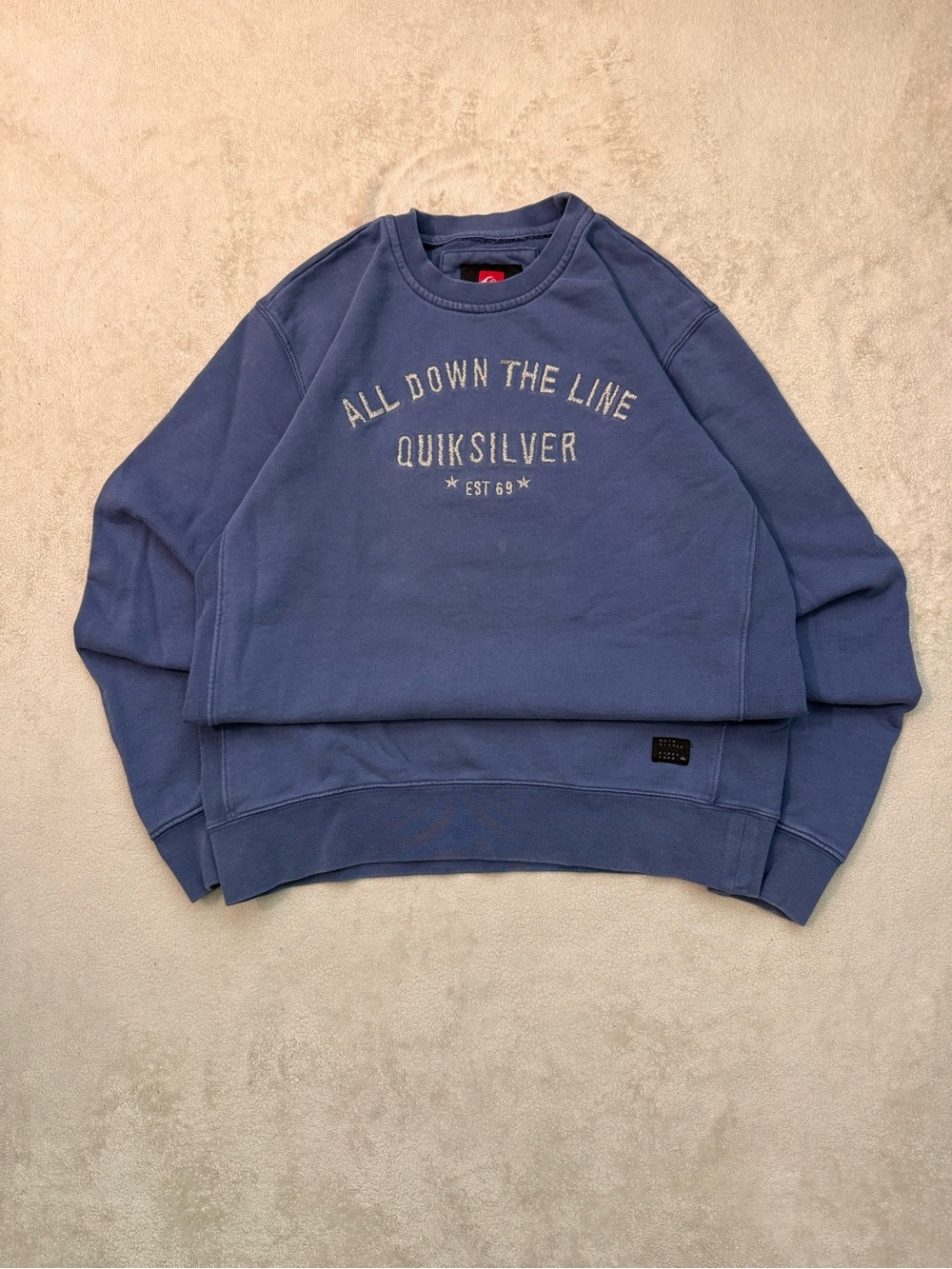 Quiksilver Men's Slate Blue Crewneck Sweatshirt with 'All Down The Line' Graphic